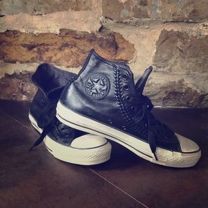 NEW Converse John Varvaros black leather W9.5 M7.5